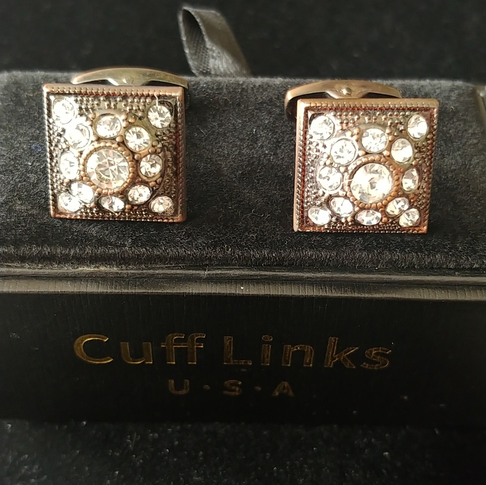 Square Bronz CZ Cufflinks